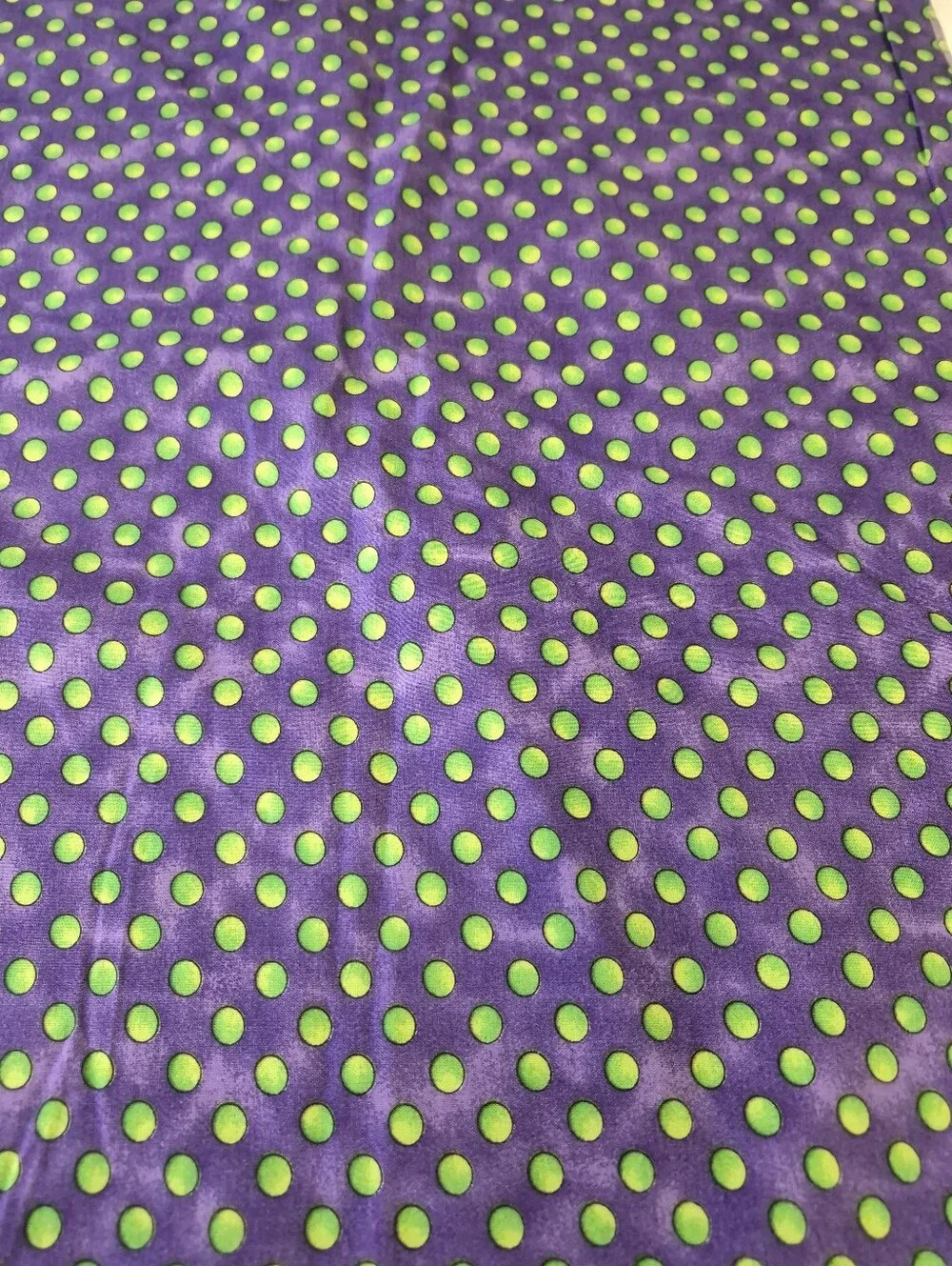 KD Kids & Co Kari Pearson Purple Green Dot Fabric 36x43”